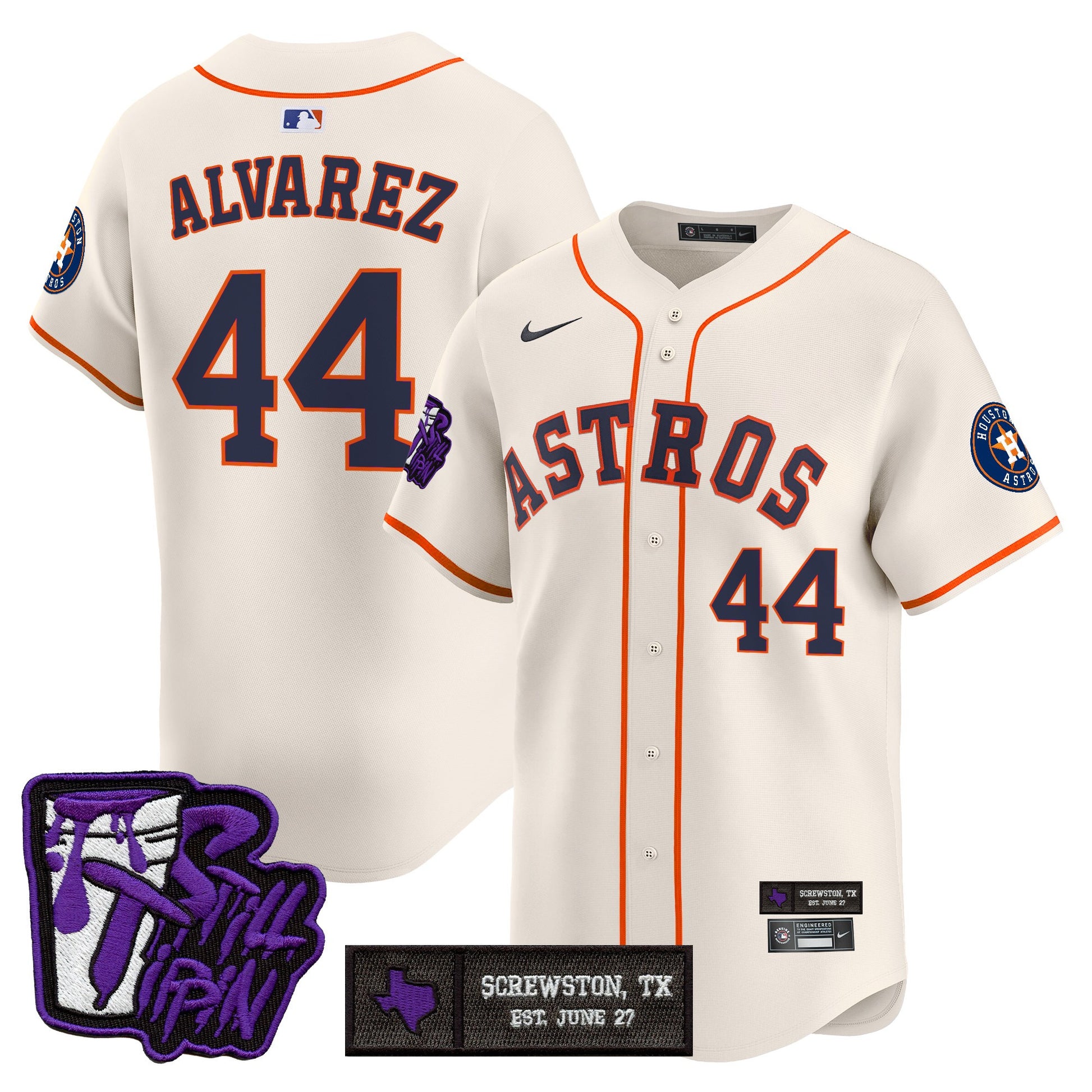 Houston Astros DJ Screw Still Tippin Purple Patch Vapor Premier Limited Jersey - All Stitched