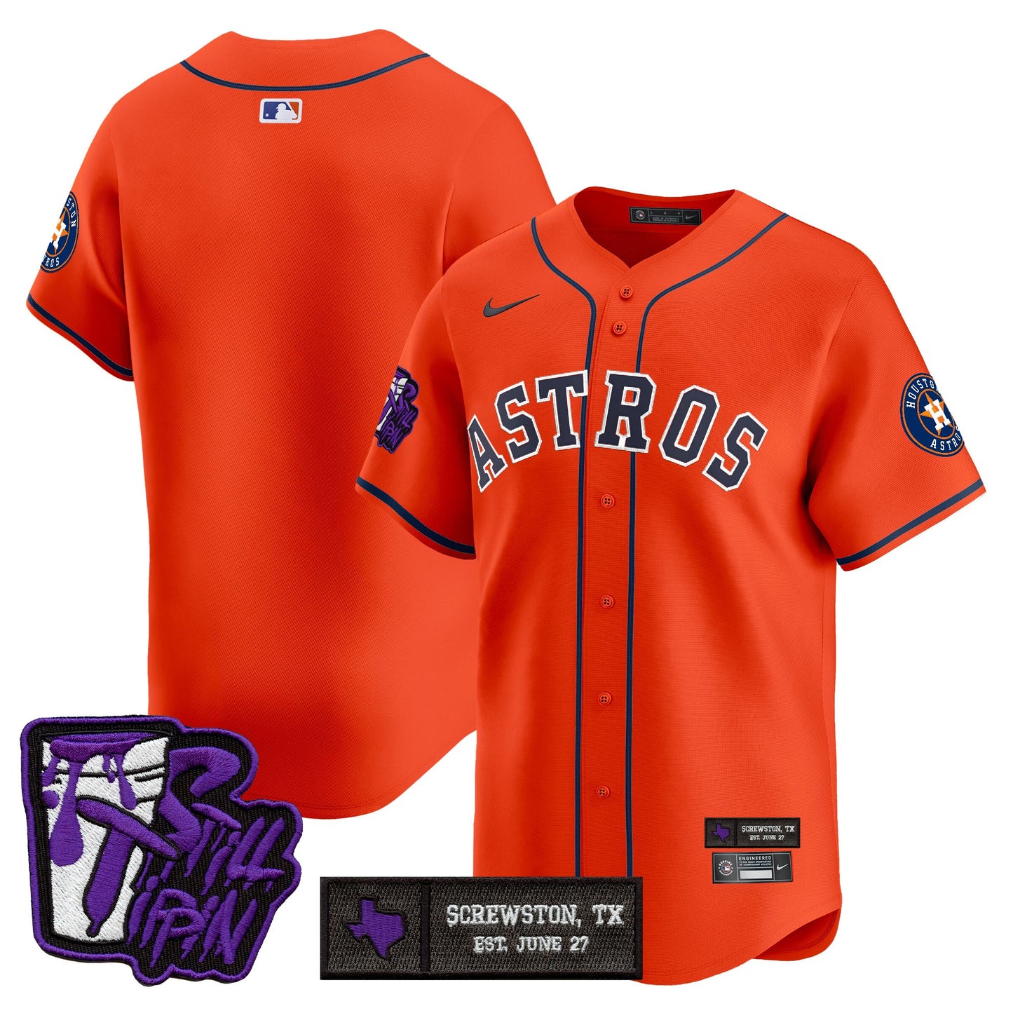 Houston Astros DJ Screw Still Tippin Purple Patch Vapor Premier Limited Jersey - All Stitched