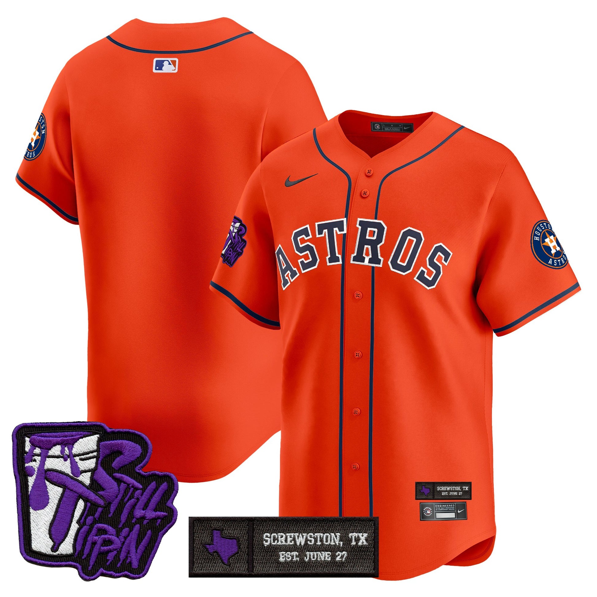 Houston Astros DJ Screw Still Tippin Purple Patch Vapor Premier Limited Jersey - All Stitched