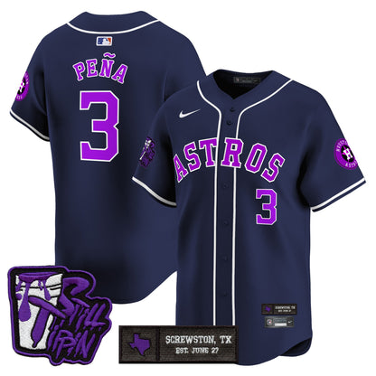 Houston Astros DJ Screw Still Tippin Purple Patch Vapor Premier Limited Jersey - All Stitched
