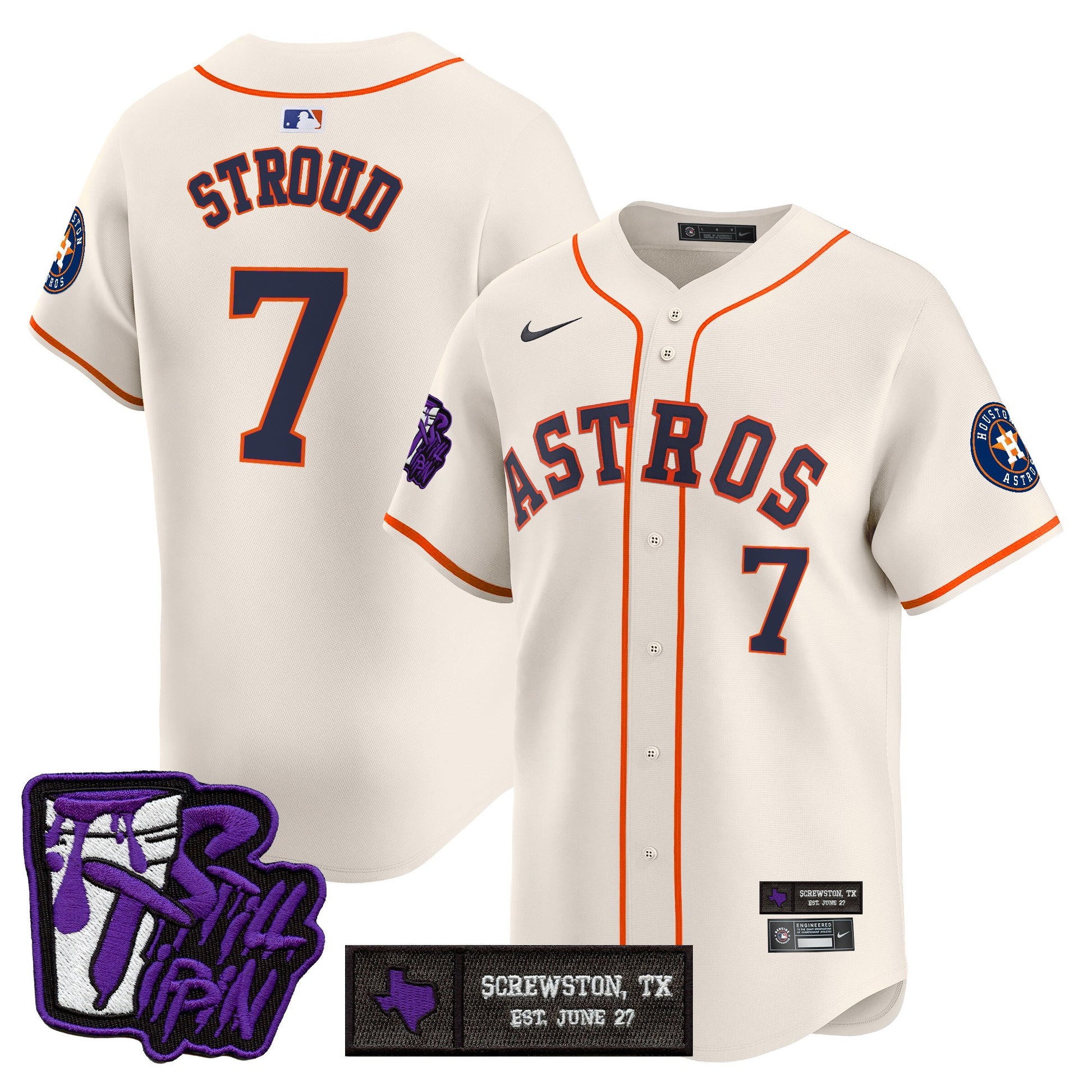 Houston Astros DJ Screw Still Tippin Purple Patch Vapor Premier Limited Jersey - All Stitched