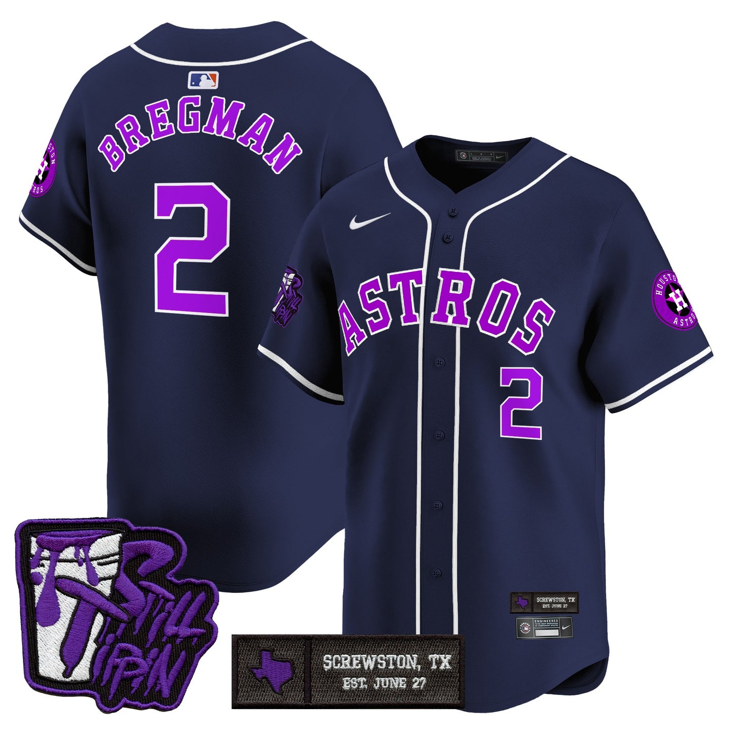 Houston Astros DJ Screw Still Tippin Purple Patch Vapor Premier Limited Jersey - All Stitched