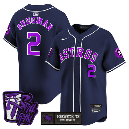 Houston Astros DJ Screw Still Tippin Purple Patch Vapor Premier Limited Jersey - All Stitched