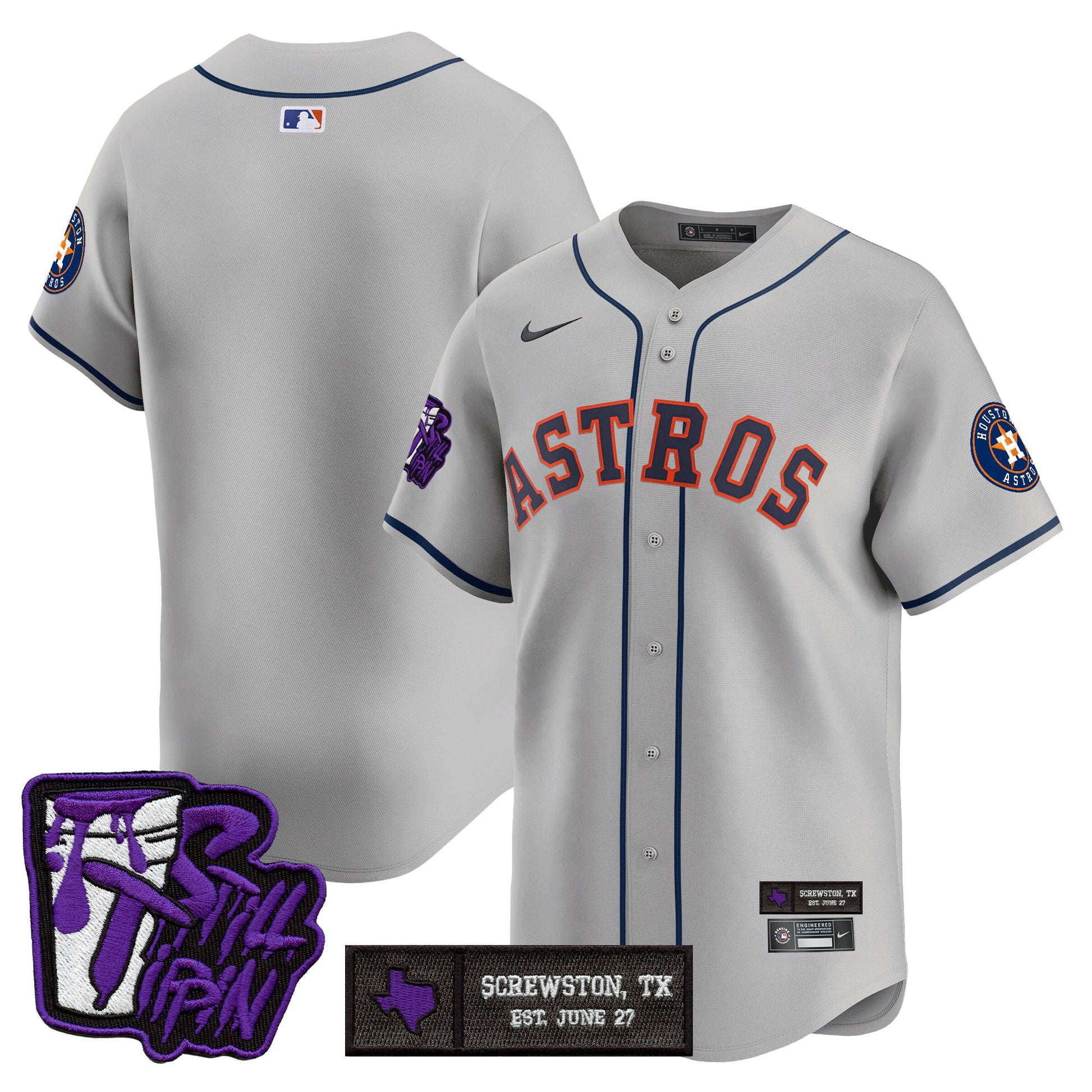 Houston Astros DJ Screw Still Tippin Purple Patch Vapor Premier Limited Jersey - All Stitched
