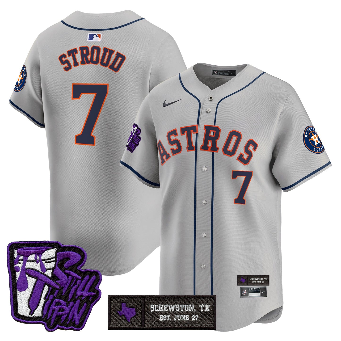 Houston Astros DJ Screw Still Tippin Purple Patch Vapor Premier Limited Jersey - All Stitched