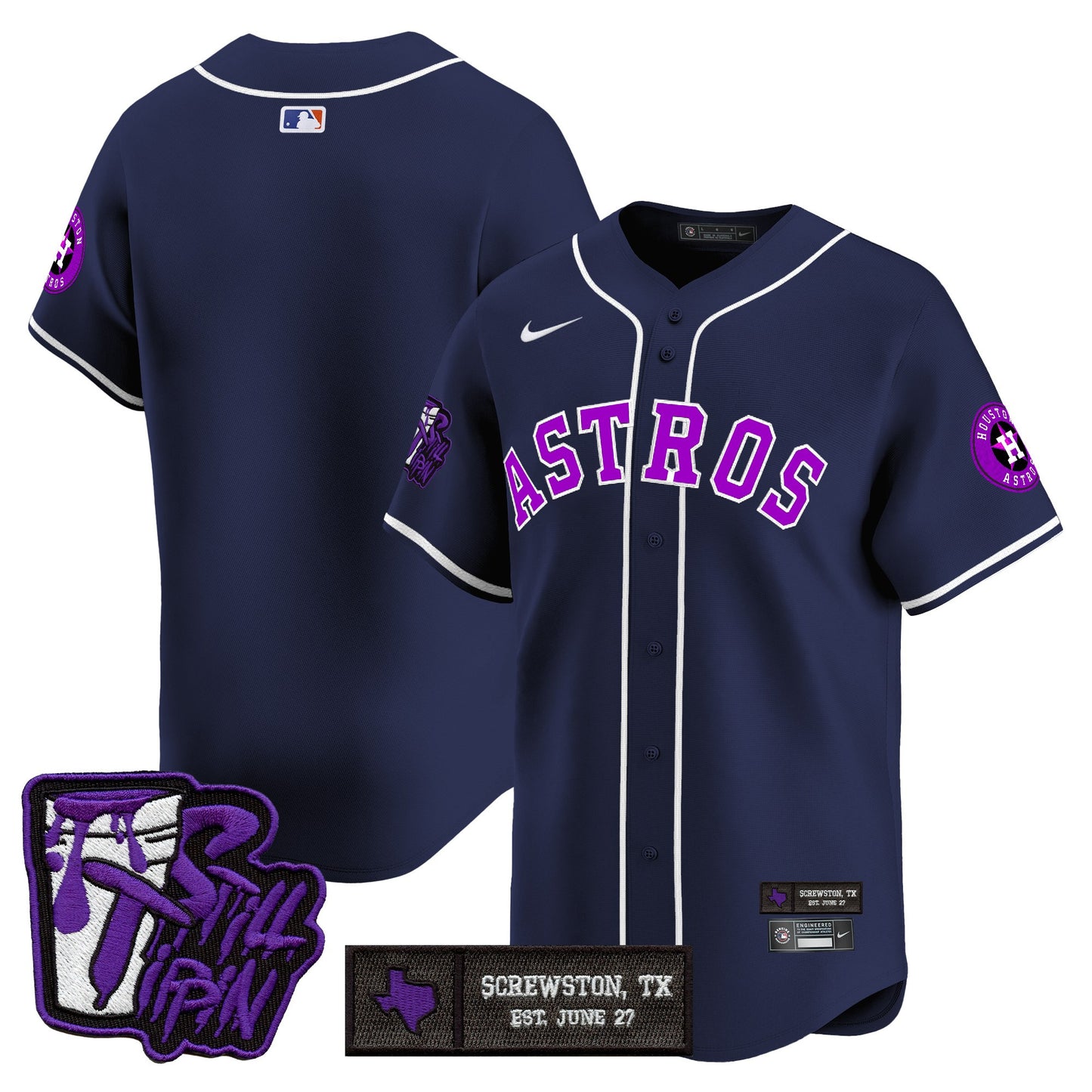 Houston Astros DJ Screw Still Tippin Purple Patch Vapor Premier Limited Jersey - All Stitched