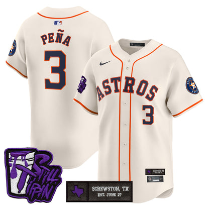 Houston Astros DJ Screw Still Tippin Purple Patch Vapor Premier Limited Jersey - All Stitched