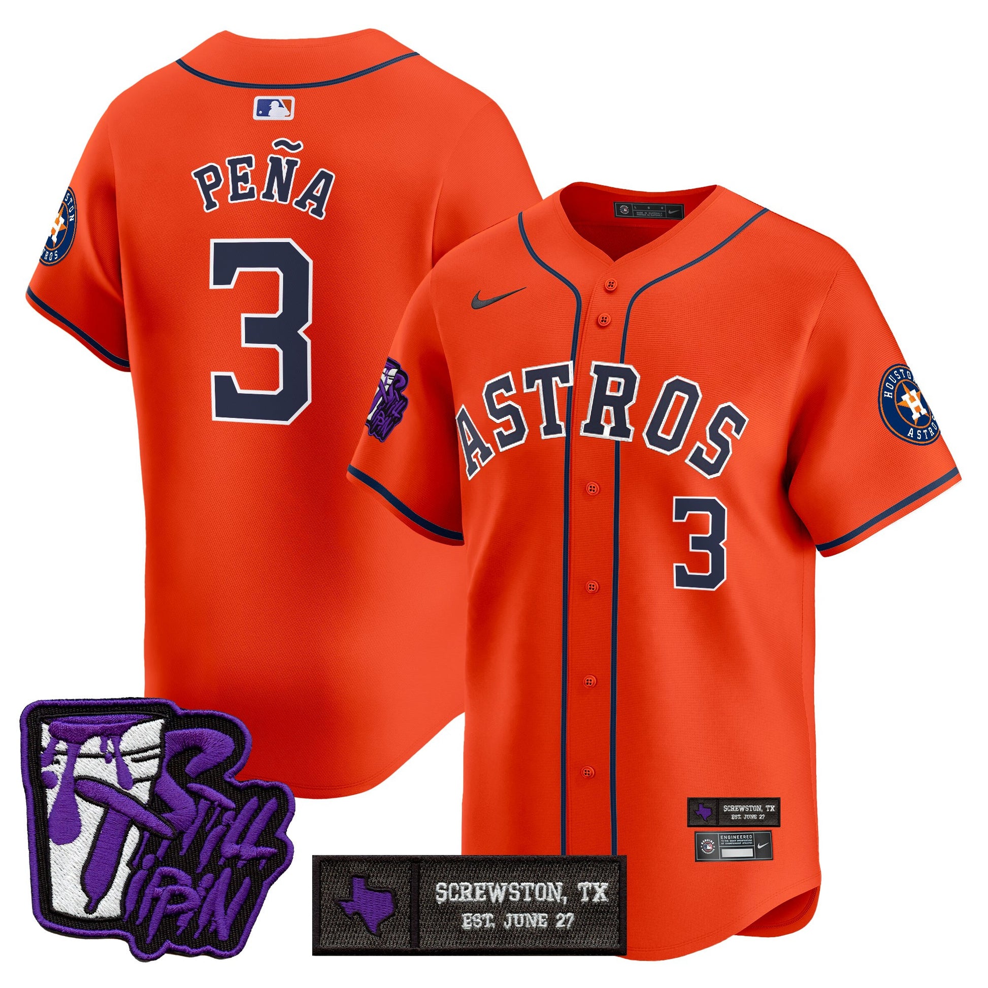 Houston Astros DJ Screw Still Tippin Purple Patch Vapor Premier Limited Jersey - All Stitched