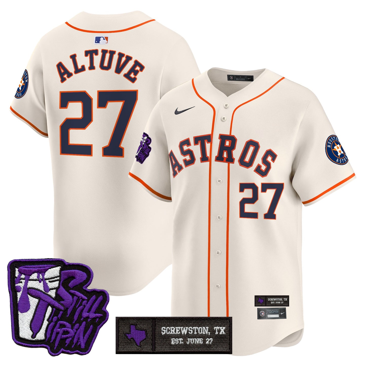 Houston Astros DJ Screw Still Tippin Purple Patch Vapor Premier Limited Jersey - All Stitched
