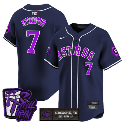 Houston Astros DJ Screw Still Tippin Purple Patch Vapor Premier Limited Jersey - All Stitched