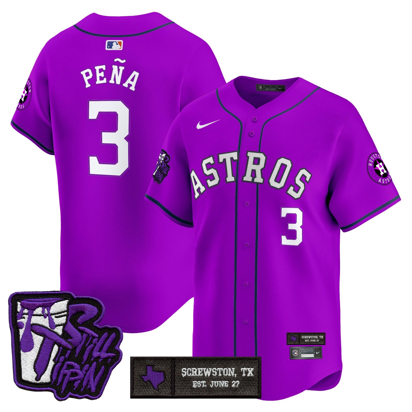 Houston Astros DJ Screw Still Tippin Purple Patch Vapor Premier Limited Jersey - All Stitched