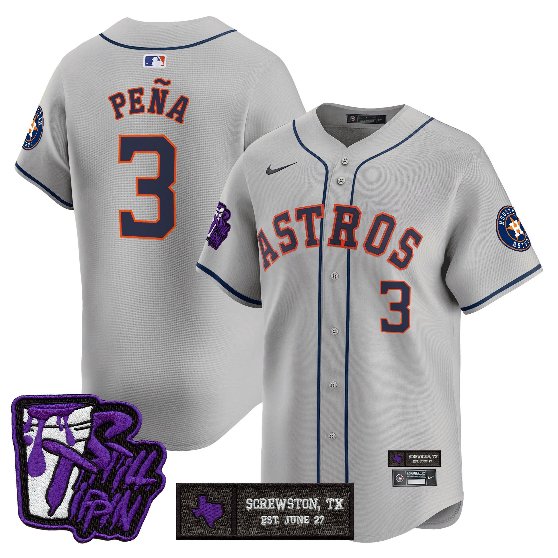 Houston Astros DJ Screw Still Tippin Purple Patch Vapor Premier Limited Jersey - All Stitched
