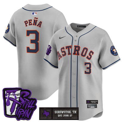 Houston Astros DJ Screw Still Tippin Purple Patch Vapor Premier Limited Jersey - All Stitched