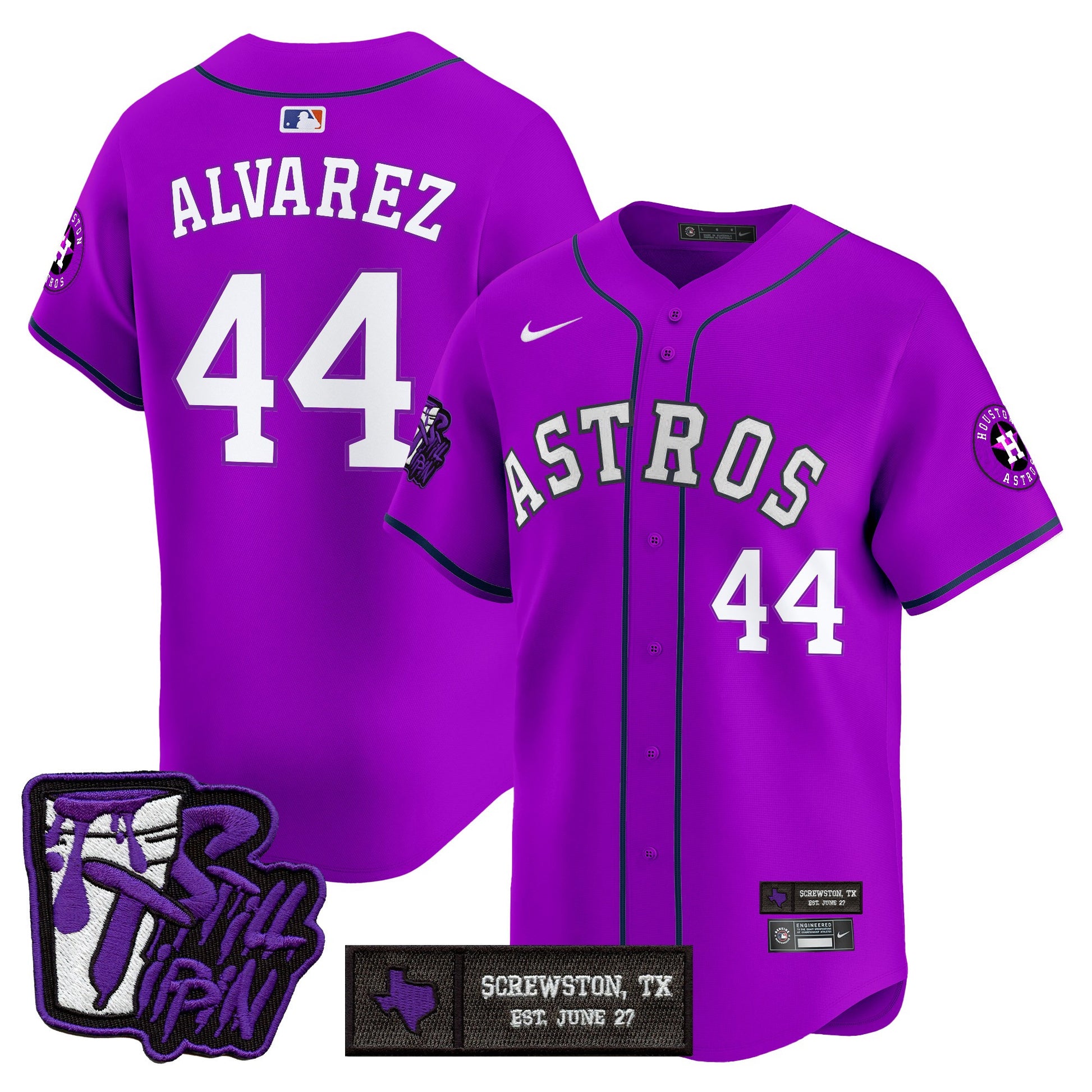 Houston Astros DJ Screw Still Tippin Purple Patch Vapor Premier Limited Jersey - All Stitched