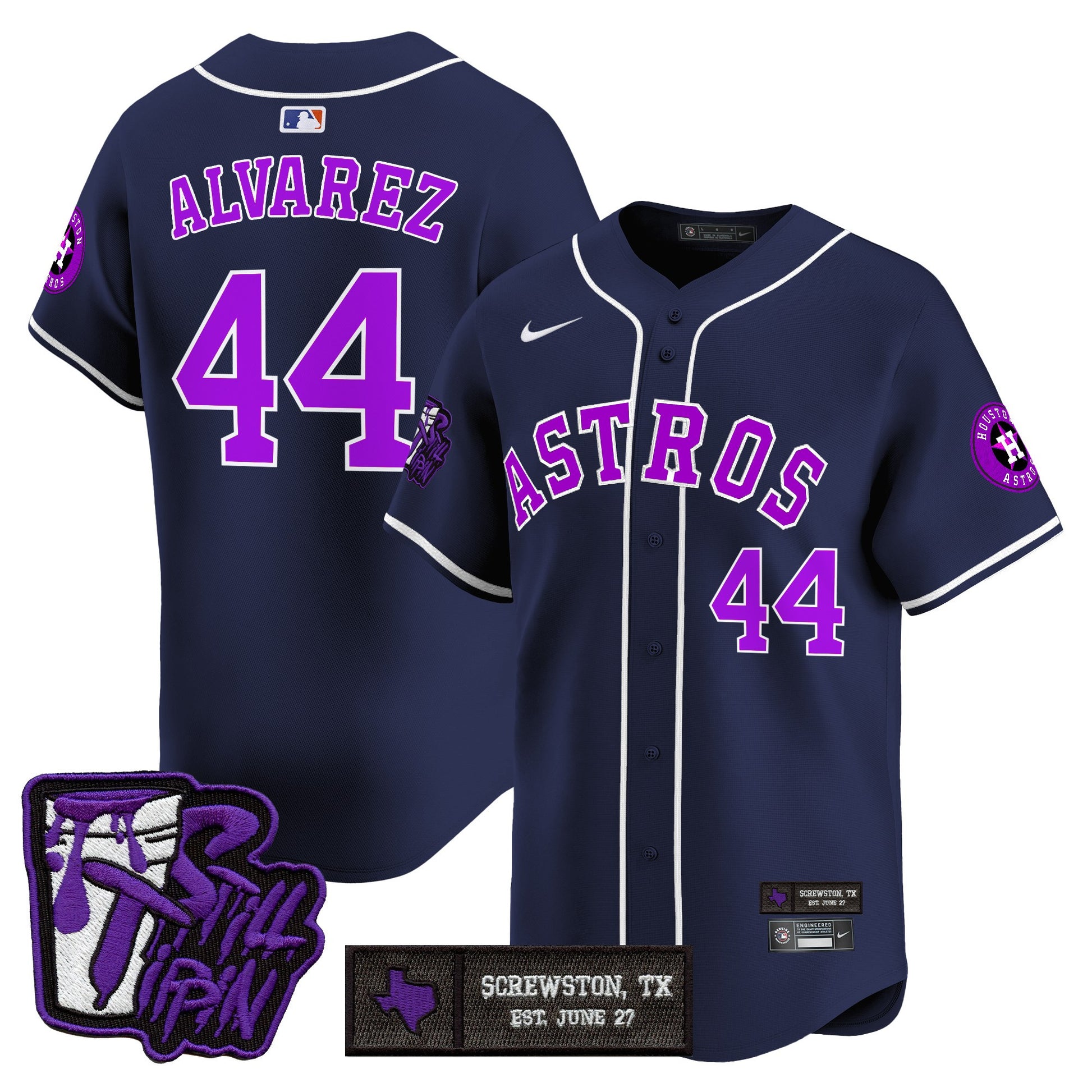Houston Astros DJ Screw Still Tippin Purple Patch Vapor Premier Limited Jersey - All Stitched
