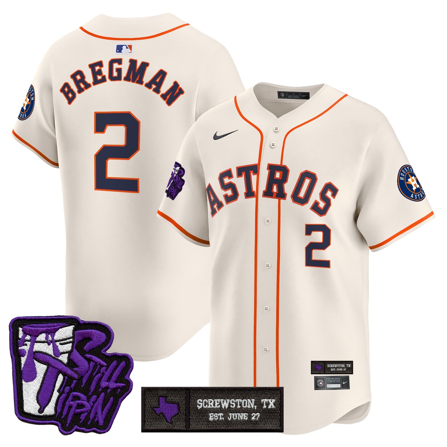 Houston Astros DJ Screw Still Tippin Purple Patch Vapor Premier Limited Jersey - All Stitched