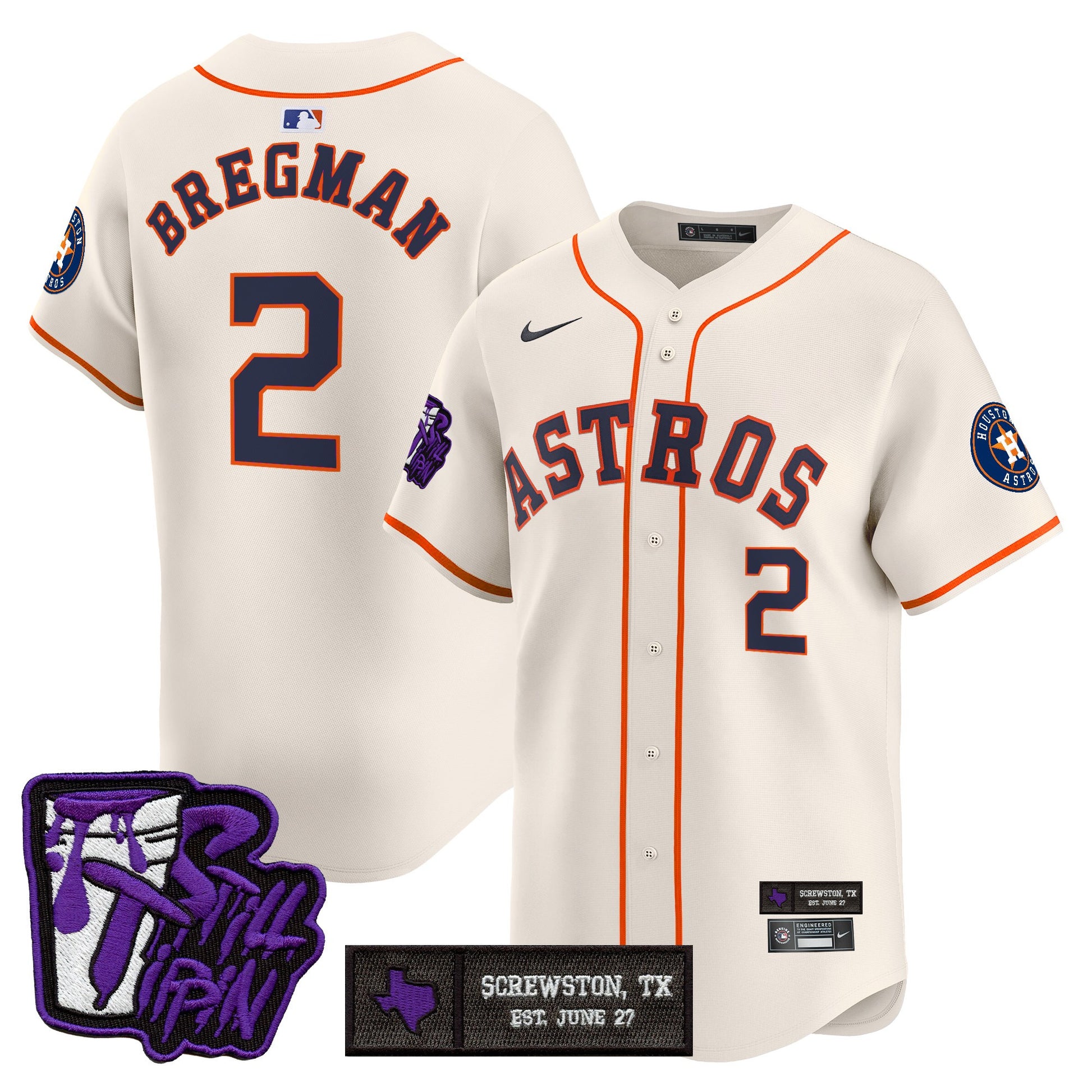 Houston Astros DJ Screw Still Tippin Purple Patch Vapor Premier Limited Jersey - All Stitched