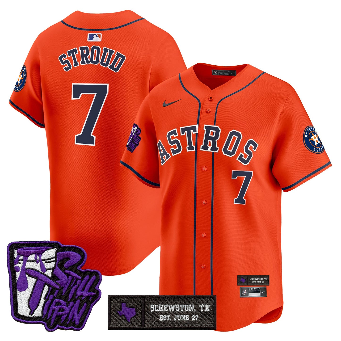 Houston Astros DJ Screw Still Tippin Purple Patch Vapor Premier Limited Jersey - All Stitched