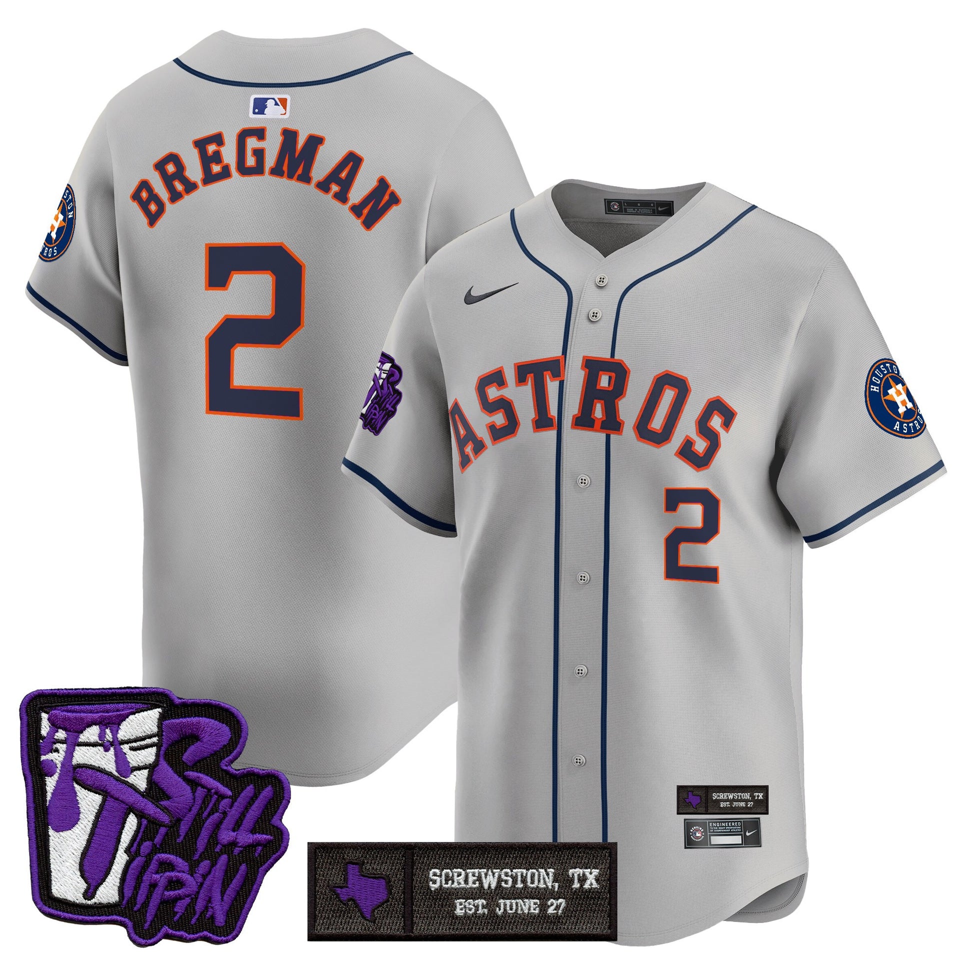 Houston Astros DJ Screw Still Tippin Purple Patch Vapor Premier Limited Jersey - All Stitched