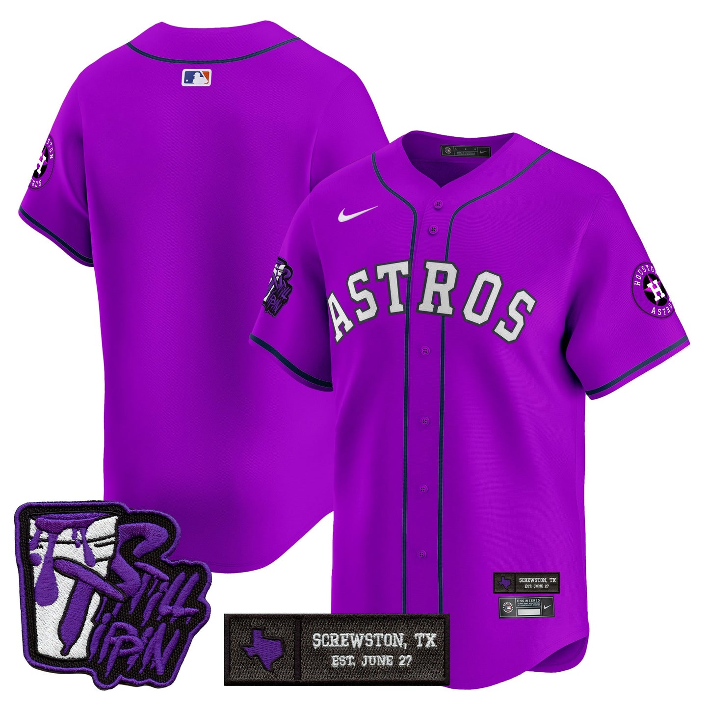 Houston Astros DJ Screw Still Tippin Purple Patch Vapor Premier Limited Jersey - All Stitched