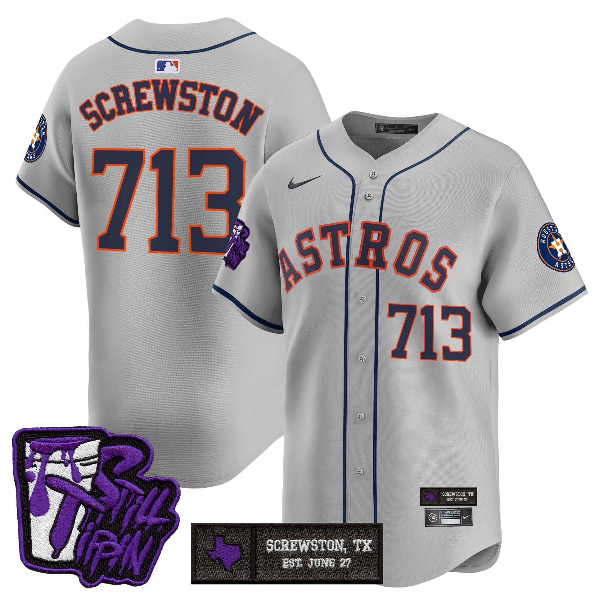 Houston Astros DJ Screw Still Tippin Purple Patch Vapor Premier Limited Jersey - All Stitched