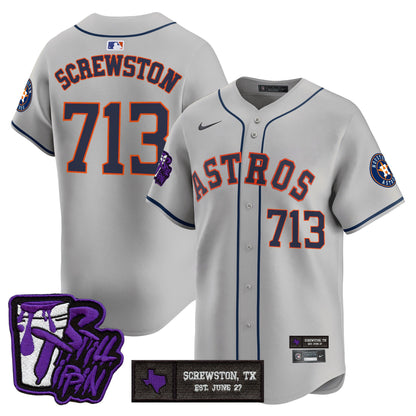 Houston Astros DJ Screw Still Tippin Purple Patch Vapor Premier Limited Jersey - All Stitched