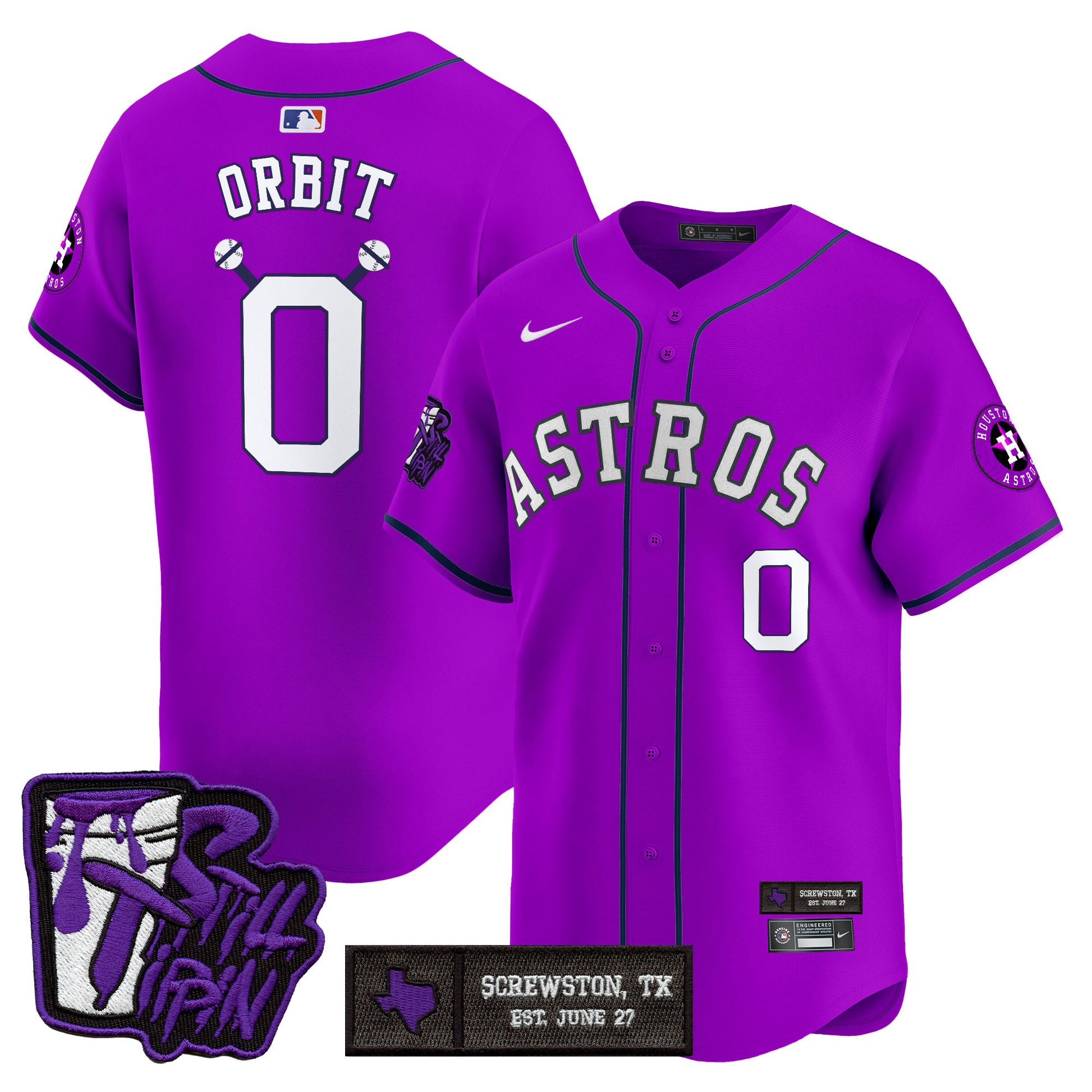 Houston Astros DJ Screw Still Tippin Purple Patch Vapor Premier Limited Jersey - All Stitched