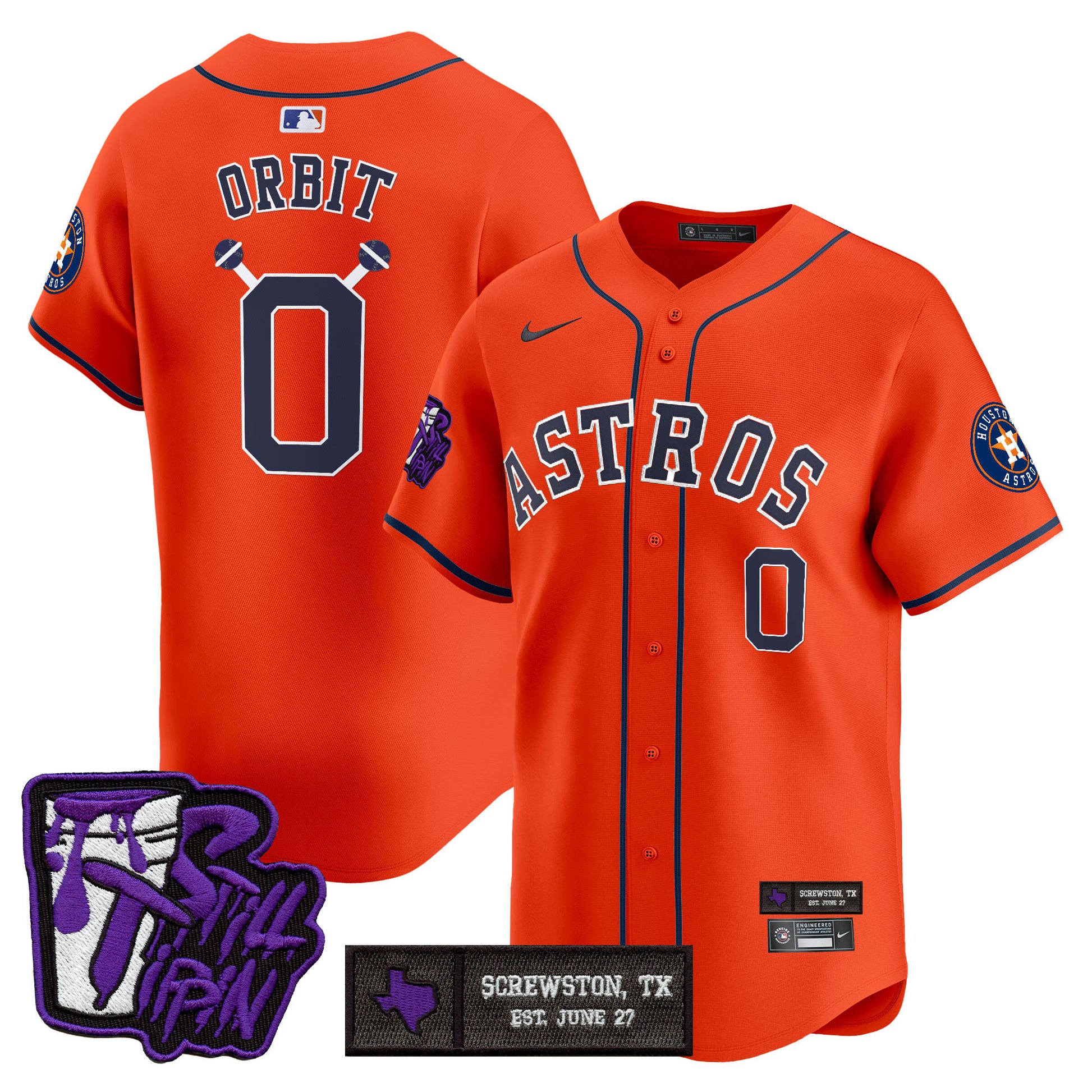 Houston Astros DJ Screw Still Tippin Purple Patch Vapor Premier Limited Jersey - All Stitched