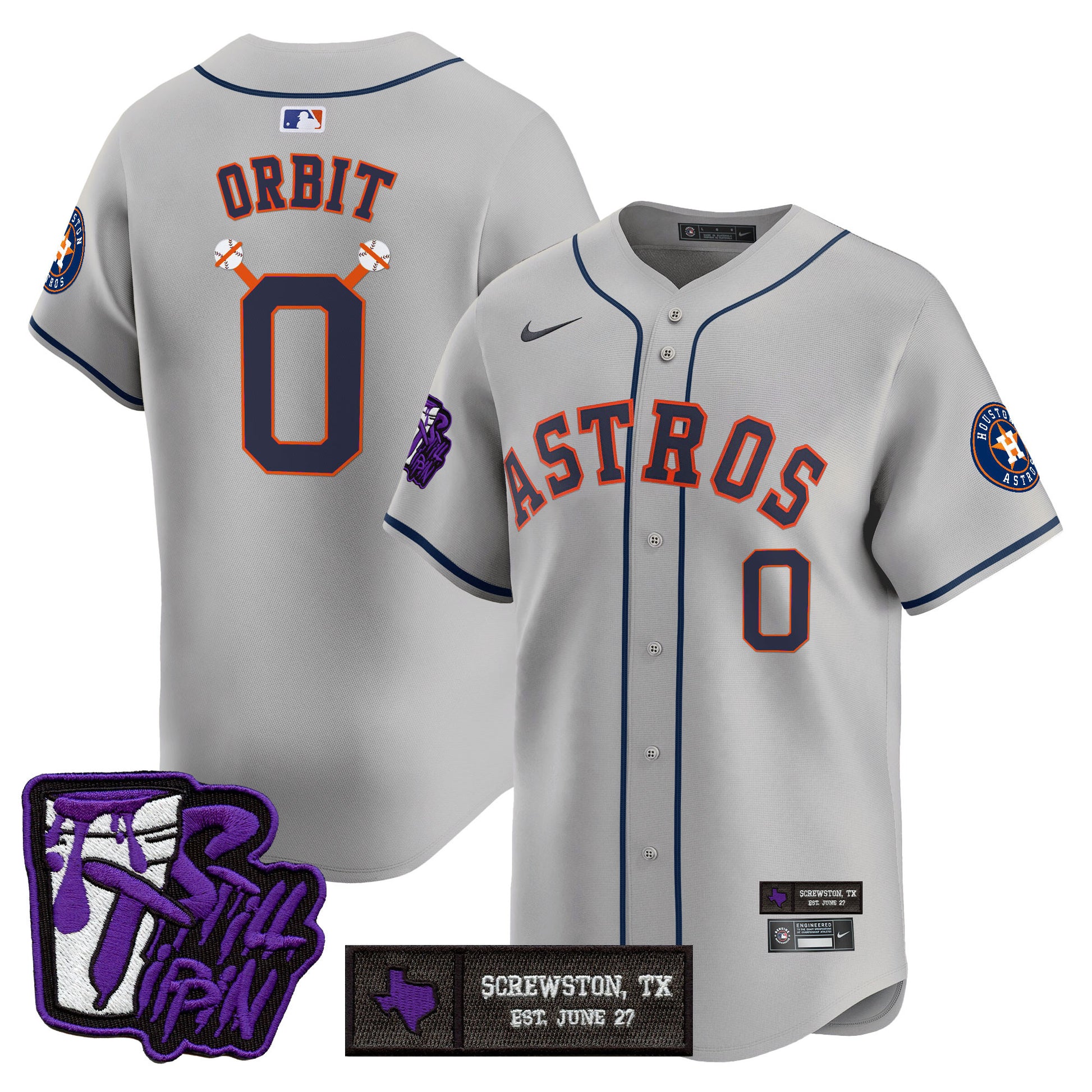 Houston Astros DJ Screw Still Tippin Purple Patch Vapor Premier Limited Jersey - All Stitched