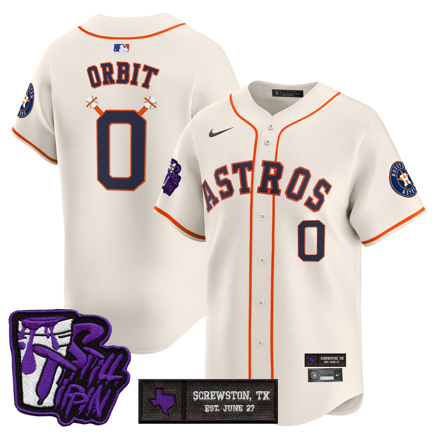 Houston Astros DJ Screw Still Tippin Purple Patch Vapor Premier Limited Jersey - All Stitched