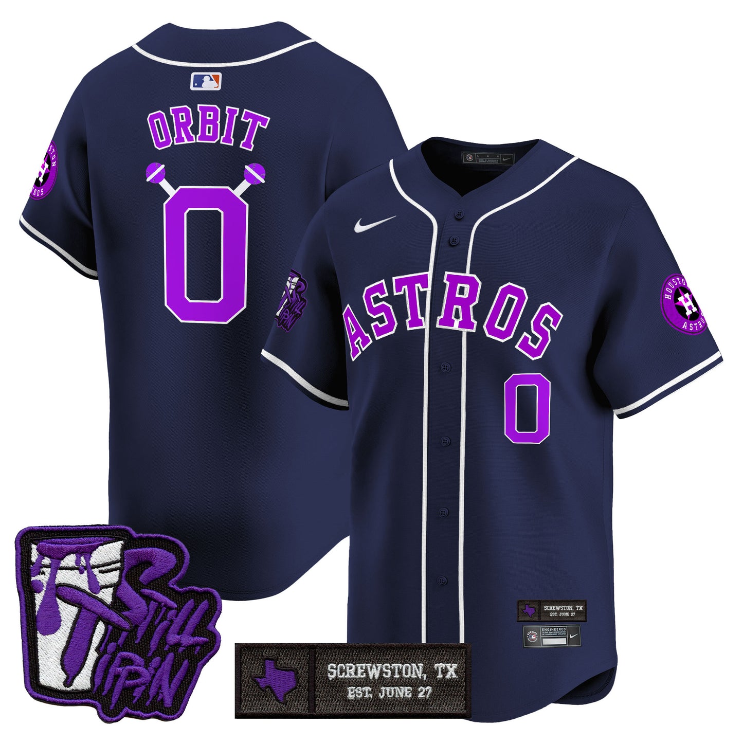 Houston Astros DJ Screw Still Tippin Purple Patch Vapor Premier Limited Jersey - All Stitched