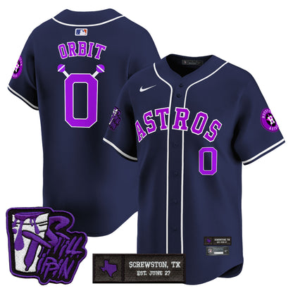Houston Astros DJ Screw Still Tippin Purple Patch Vapor Premier Limited Jersey - All Stitched
