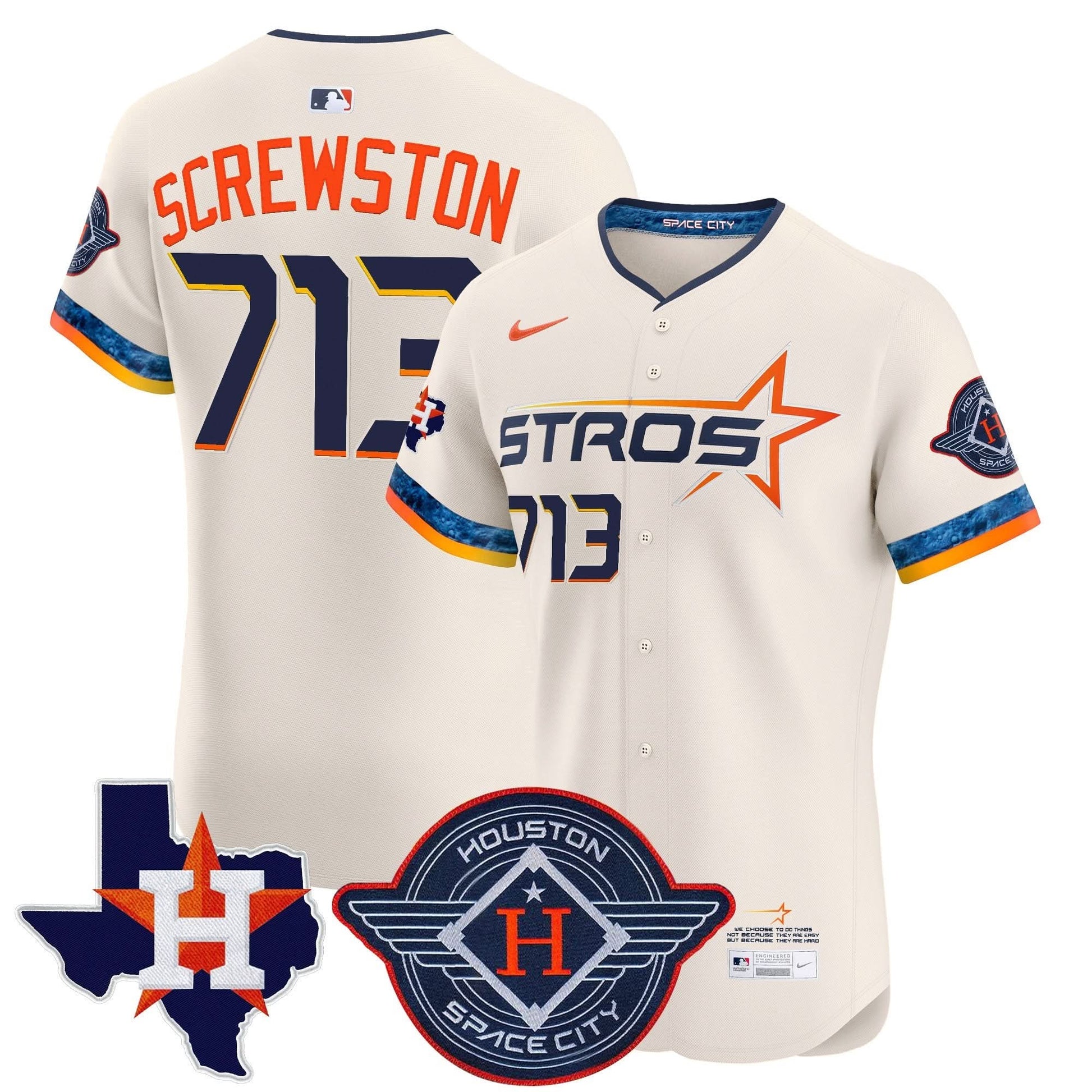Men's Houston Astros 2025 City Connect Texas Patch Vapor Premier Elite Jersey - All Stitched