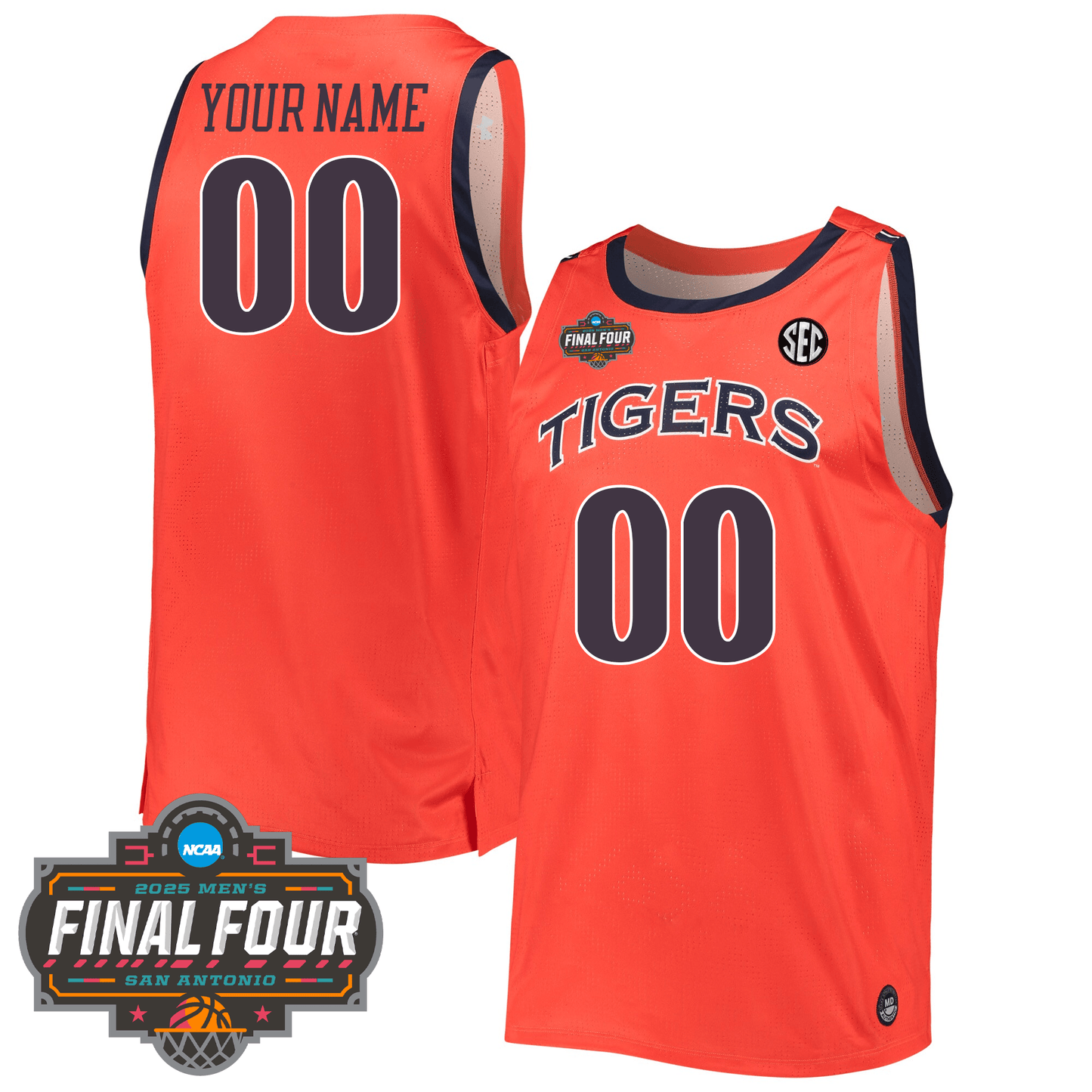Custom Auburn Tigers Men's Basketball 24/25 Jersey - Final Four Patch