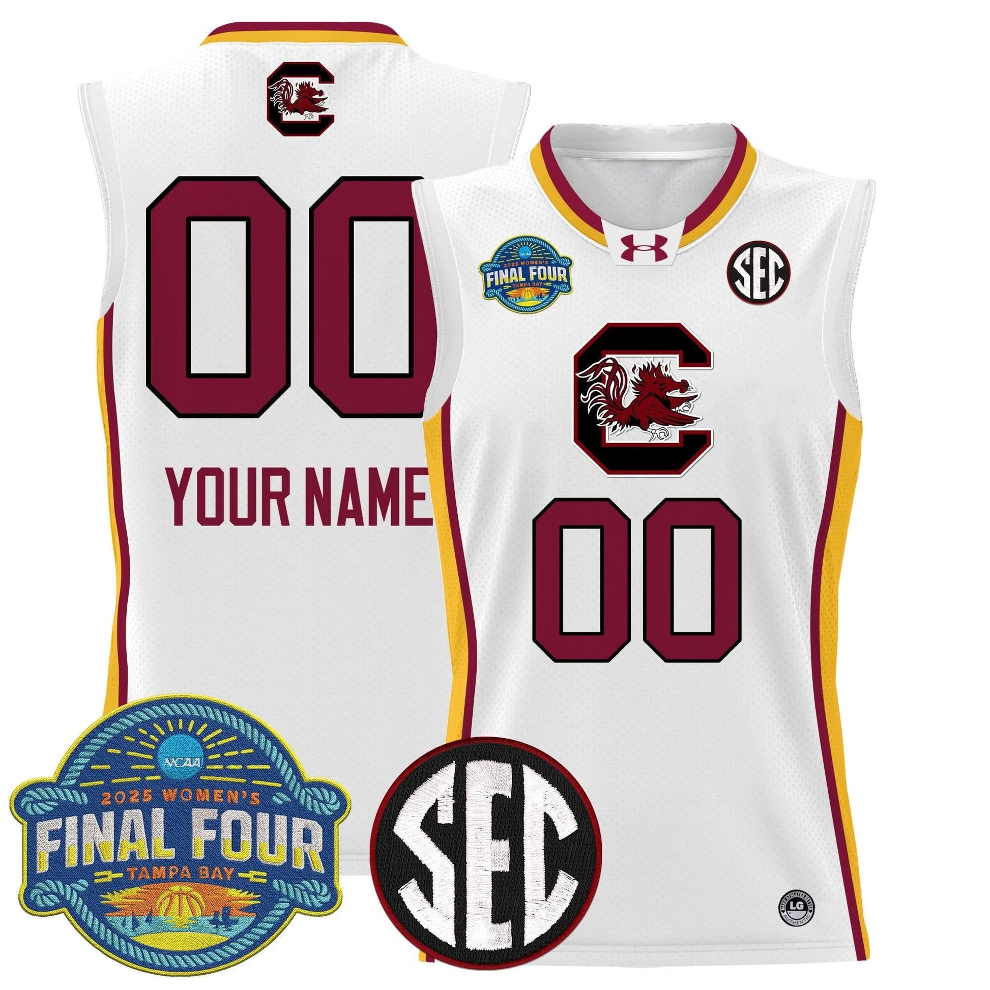 South Carolina Gamecocks 2025 Sec Women's Final Four Patch Lightweight Basketball Custom Jersey - All Stitched