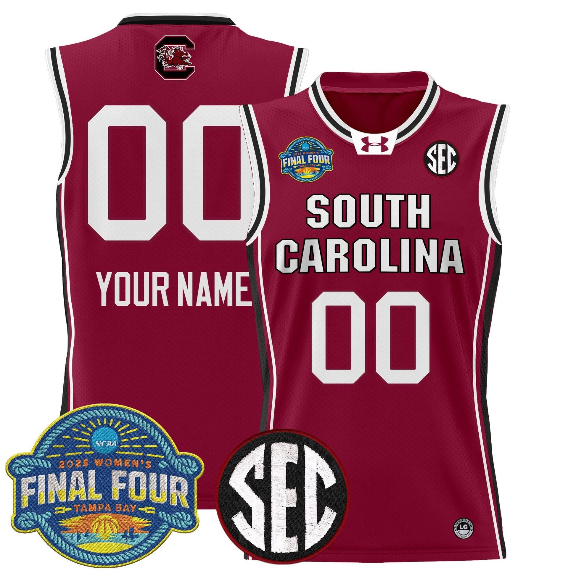 South Carolina Gamecocks 2025 Sec Women's Final Four Patch Lightweight Basketball Custom Jersey - All Stitched