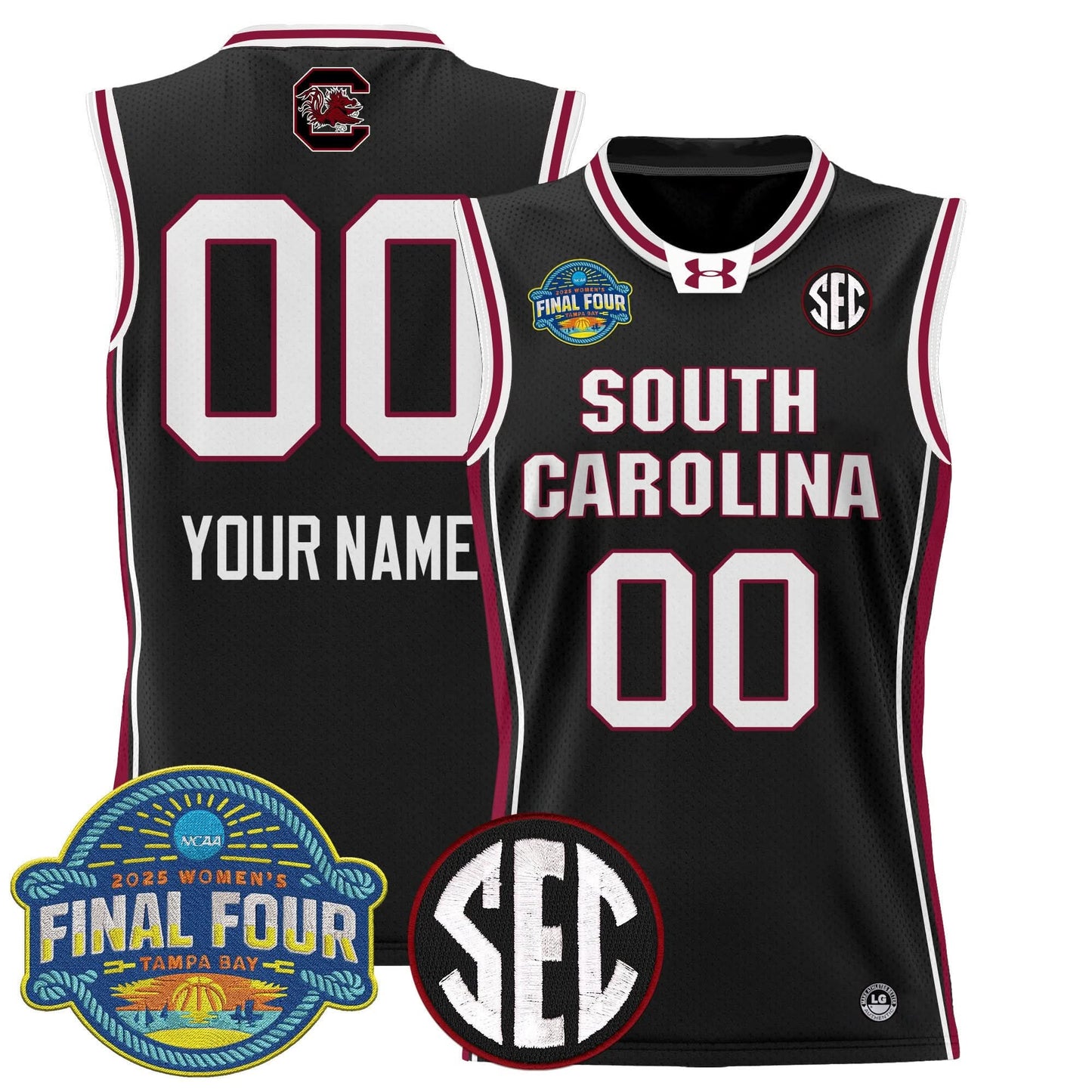 South Carolina Gamecocks 2025 Sec Women's Final Four Patch Lightweight Basketball Custom Jersey - All Stitched
