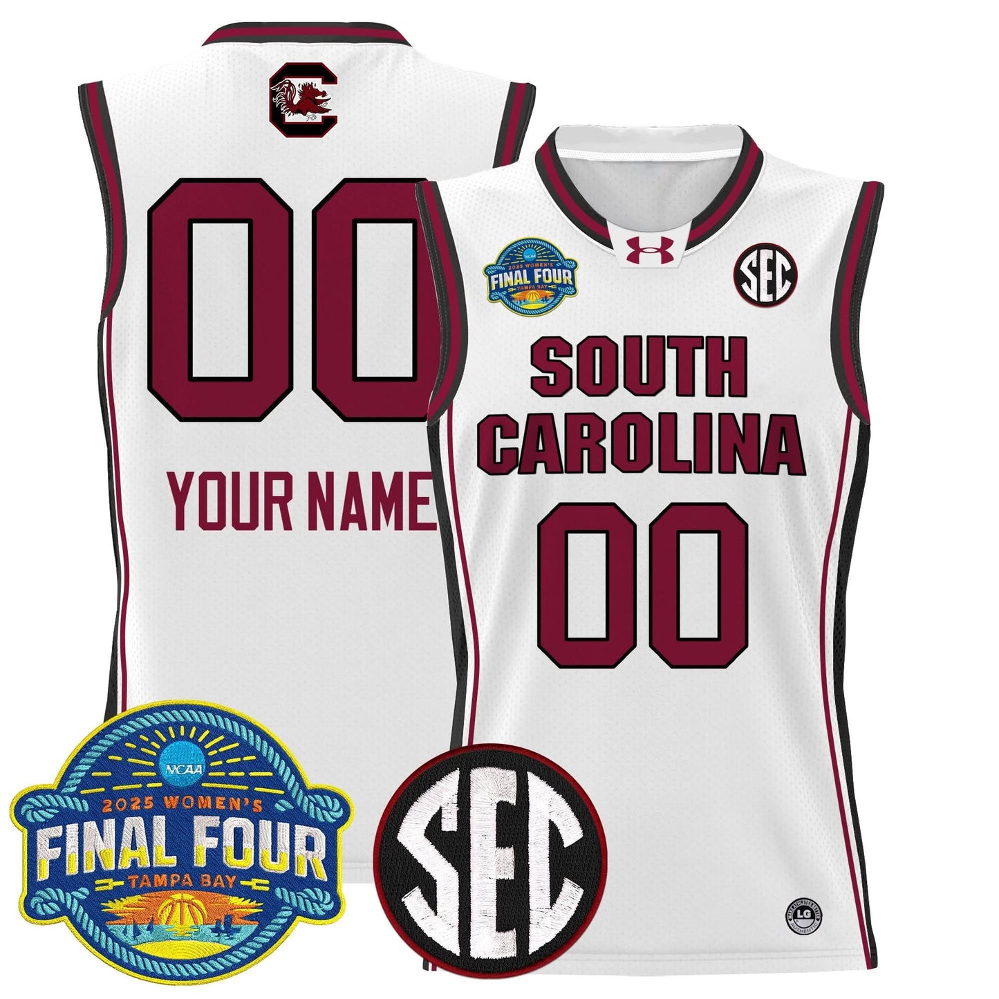 South Carolina Gamecocks 2025 Sec Women's Final Four Patch Lightweight Basketball Custom Jersey - All Stitched