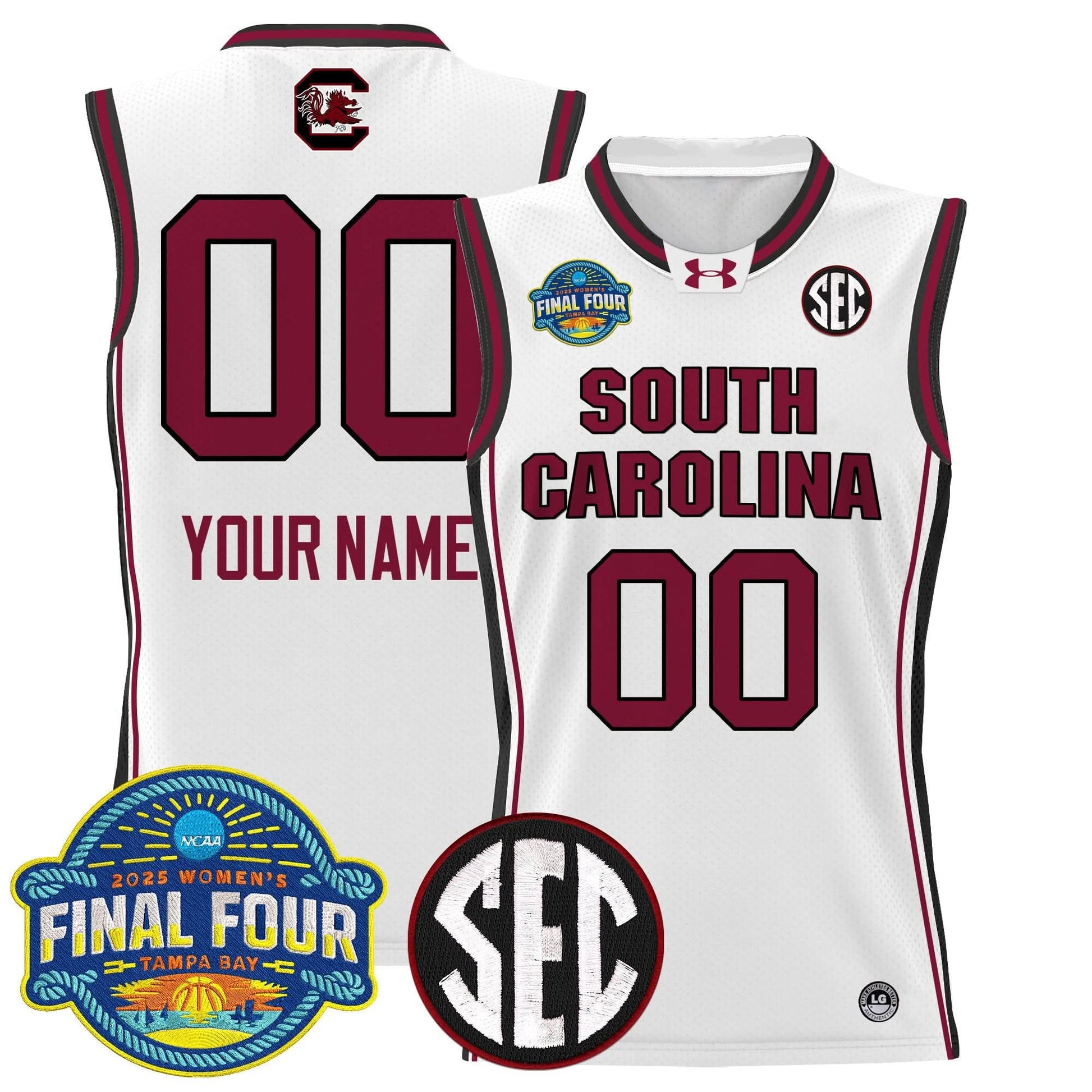 South Carolina Gamecocks 2025 Sec Women's Final Four Patch Lightweight Basketball Custom Jersey - All Stitched
