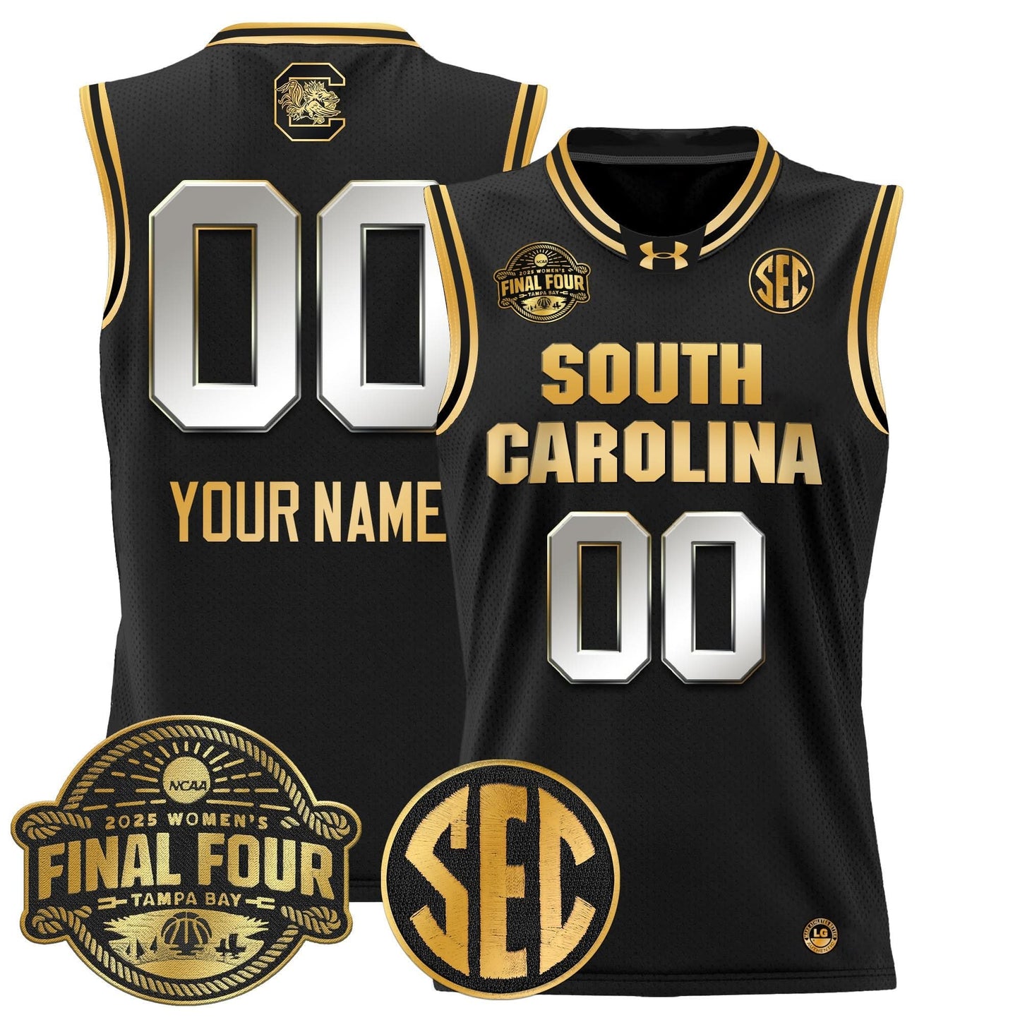 South Carolina Gamecocks 2025 Sec Women's Final Four Patch Lightweight Basketball Custom Jersey - All Stitched