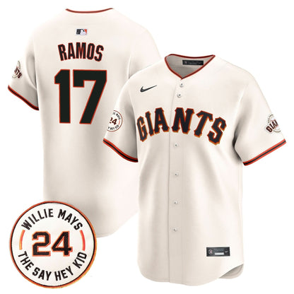 Men's San Francisco Giants 2025 Willie Mays Patch Vapor Premier Limited Jersey - All Stitched