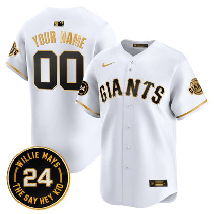 San Francisco Giants 2025 Willie Mays Patch Vapor Premier Limited Custom Jersey - All Stitched