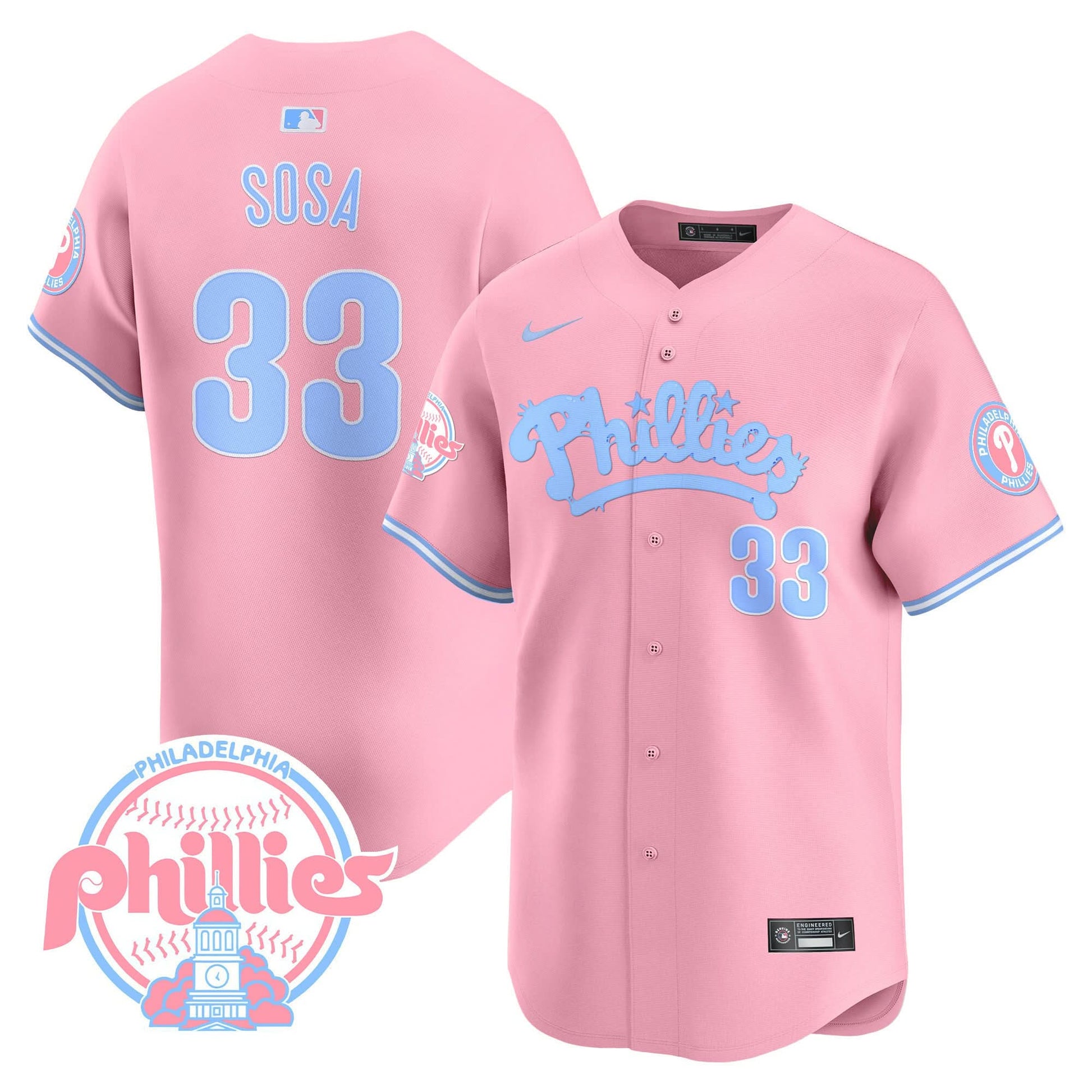 Men's Phillies Bubblegum Pink Vapor Premier Limited Jersey - All Stitched