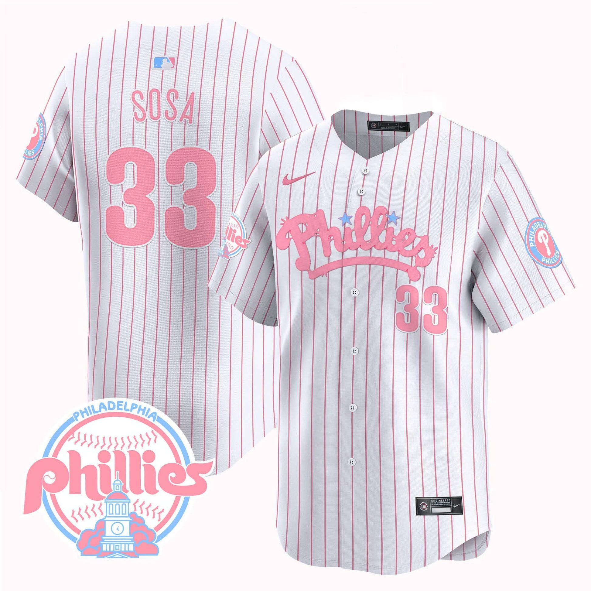 Men's Phillies Bubblegum Pink Vapor Premier Limited Jersey - All Stitched