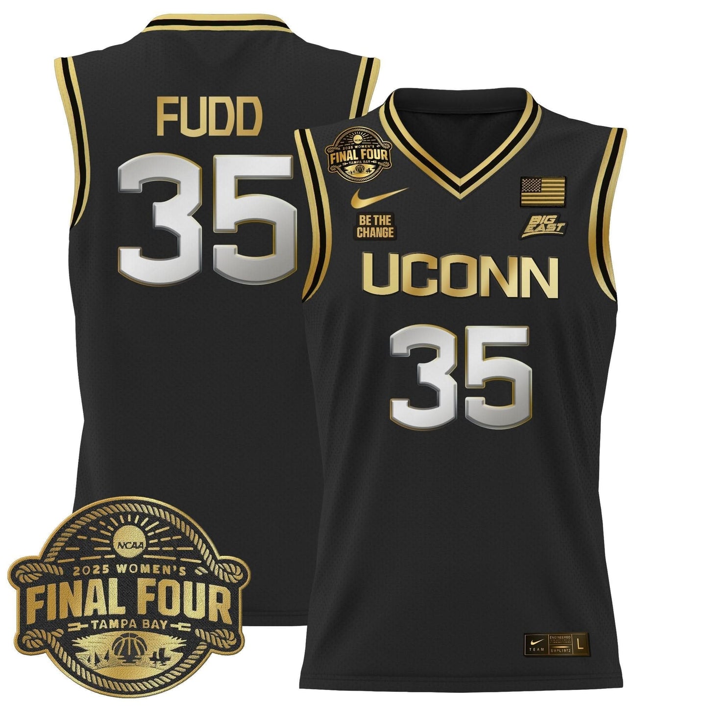 Men's Size - UConn Huskies 2025 Big Eat Women's Final Four Patch Lightweight Basketball Jersey - All Stitched