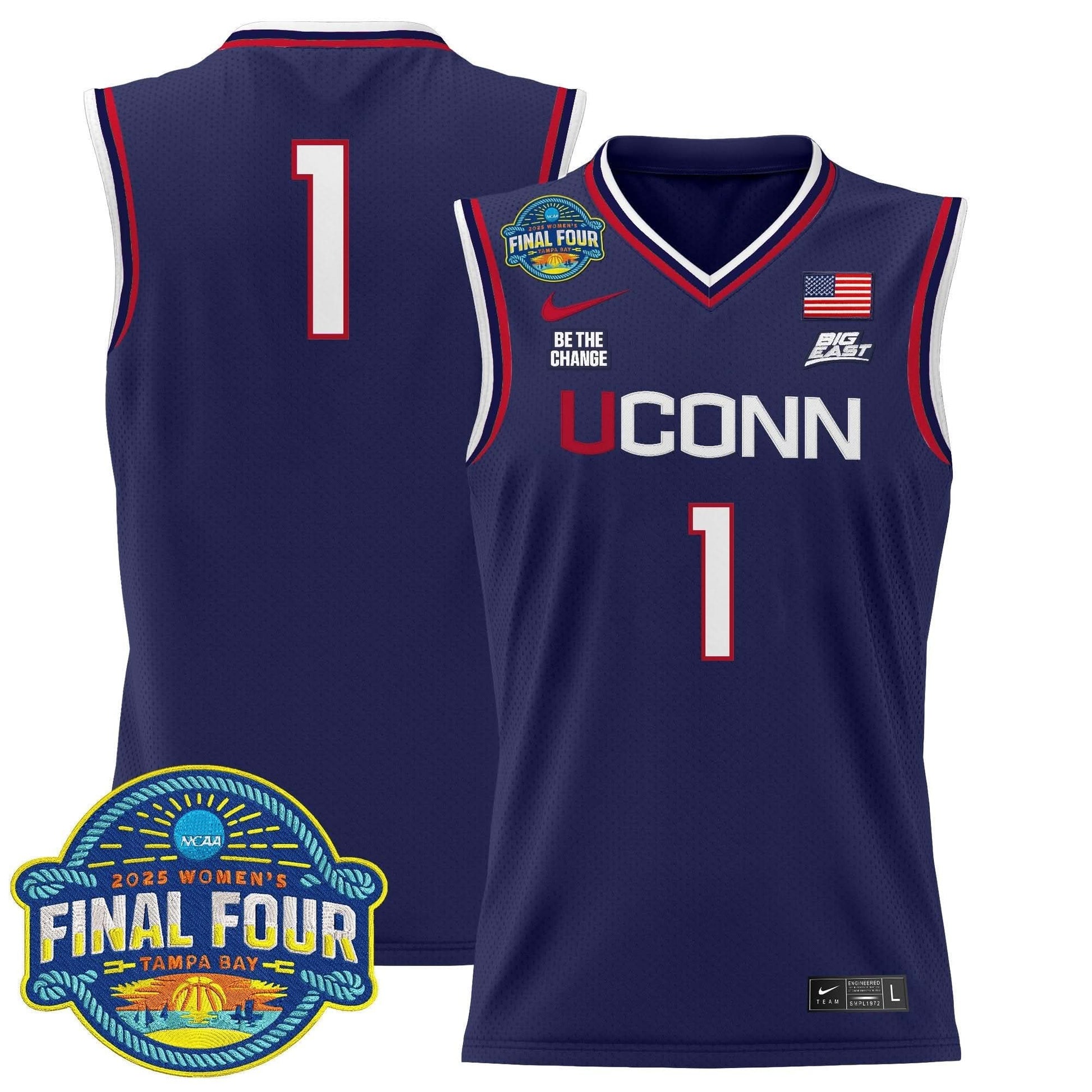 Men's Size - UConn Huskies 2025 Big Eat Women's Final Four Patch Lightweight Basketball Jersey - All Stitched