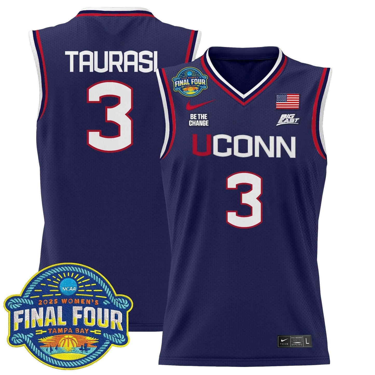 Men's Size - UConn Huskies 2025 Big Eat Women's Final Four Patch Lightweight Basketball Jersey - All Stitched