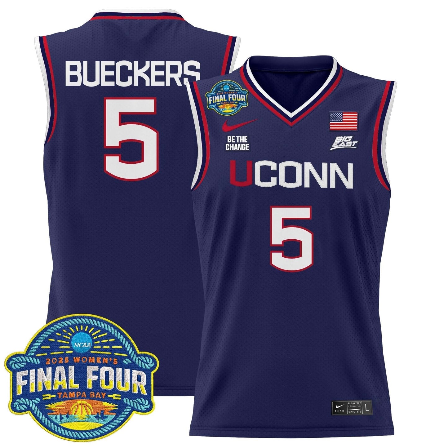 Men's Size - UConn Huskies 2025 Big Eat Women's Final Four Patch Lightweight Basketball Jersey - All Stitched