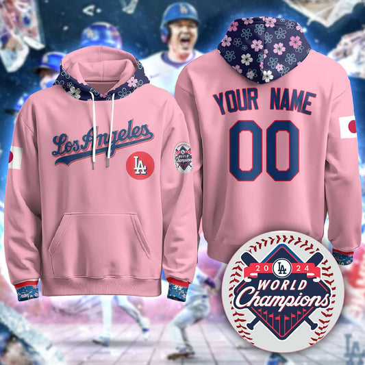 Custom Gender/Name Los Angeles Dodgers Japanese Heritage Night Hoodie - All Stitched