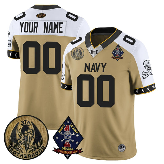 Custom Name/Gender Navy Midshipmen Lacrosse Jolly Rogers Vapor Limited Jersey - All Stitched